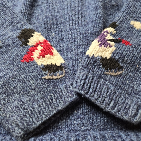 Vintage 1990s Y2K Talbots Kids snowman winter holiday cardigan knit sweater - Picture 4 of 9